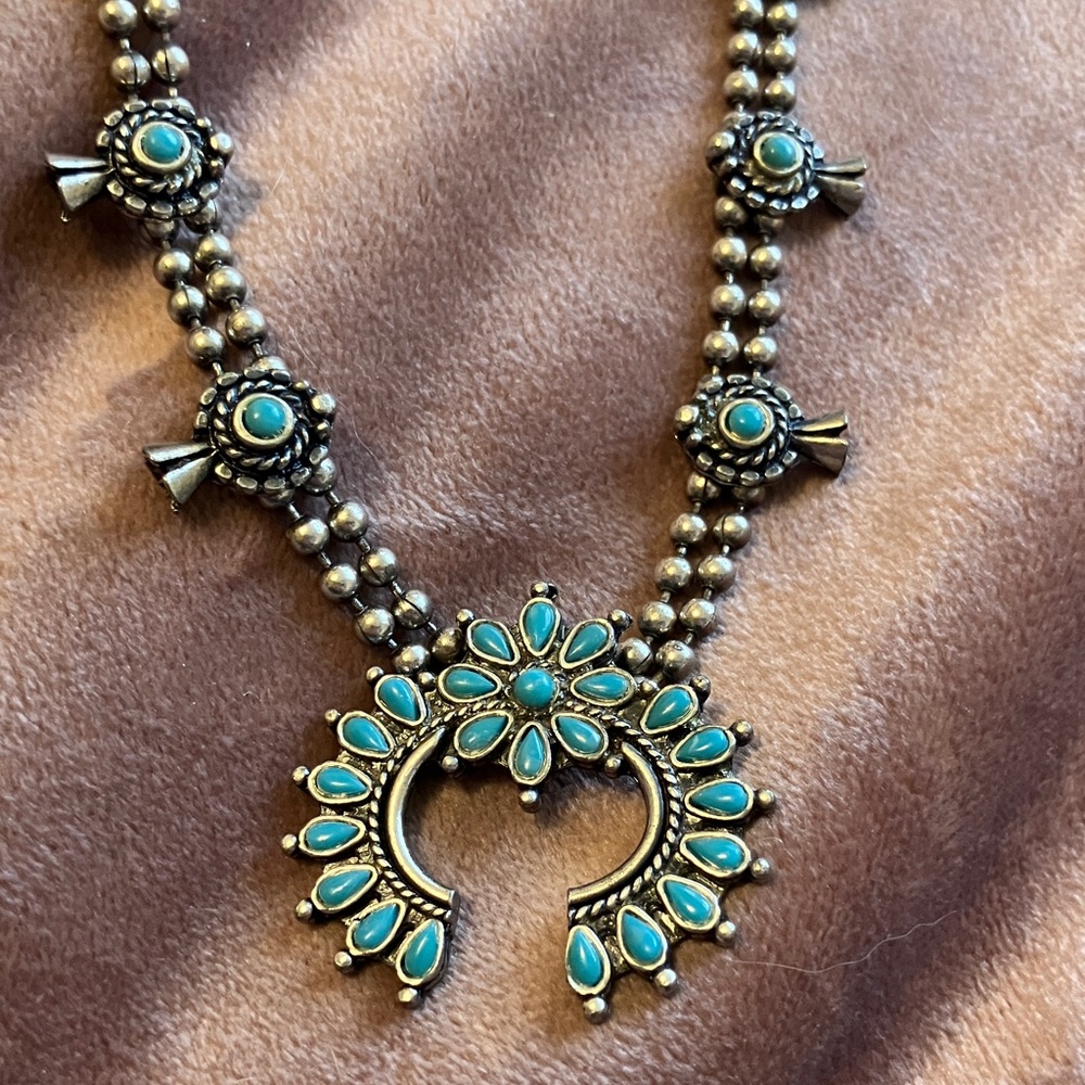 Boho Turquoise and Silver Statement Necklace